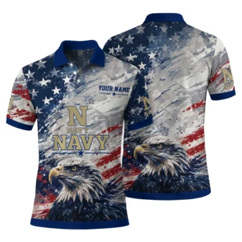 Navy Midshipmen Polo Shirt Customized Star Brushstrokes Blue Fashion Forward