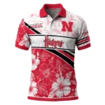 Nebraska Cornhuskers Polo Shirt Custom Floral Angles Red White Best Selling