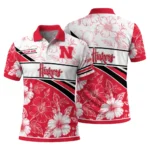 Nebraska Cornhuskers Polo Shirt Custom Floral Angles Red White Best Selling