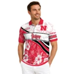 Nebraska Cornhuskers Polo Shirt Custom Floral Angles Red White Best Selling