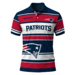 New England Patriots Polo Shirt Customized Horizontal Blocks Blue Best Selling