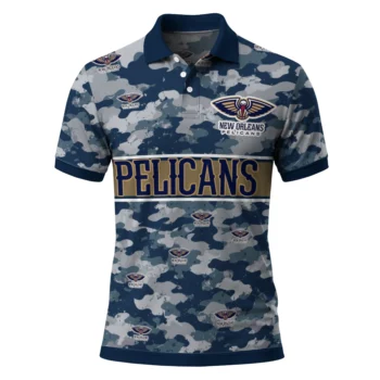 New Orleans Pelicans Polo Shirt - Personalized Camo Band Navy