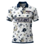 New Orleans Pelicans Polo Shirt - Personalized Floral Pinstripe Navy White