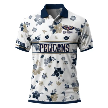 New Orleans Pelicans Polo Shirt - Personalized Floral Pinstripe Navy White