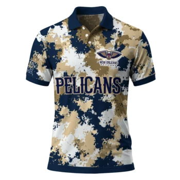 New Orleans Pelicans Polo Shirt - Personalized Pixel Camo Navy