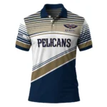 New Orleans Pelicans Polo Shirt - Personalized Slanted Stripes Navy White