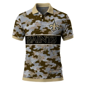 New Orleans Saints Polo Shirt Custom Camo Band Gold Best Selling