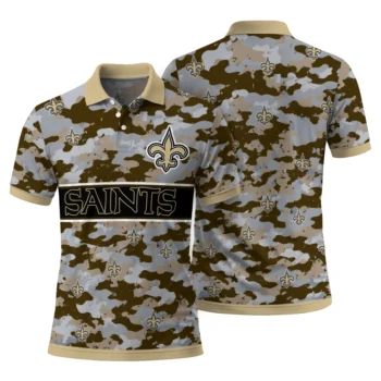 New Orleans Saints Polo Shirt Custom Camo Band Gold Fashion Forward