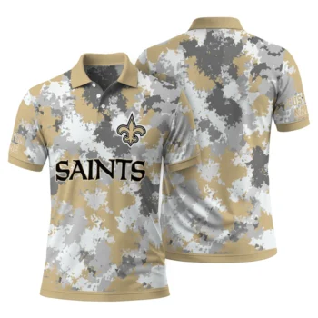 New Orleans Saints Polo Shirt Custom Pixel Camo Gold Fashion Forward