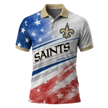 New Orleans Saints Polo Shirt Customized Star Stripes Red Blue Best Selling