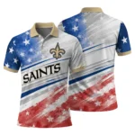 New Orleans Saints Polo Shirt Customized Star Stripes Red Blue Best Selling