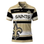New Orleans Saints Polo Shirt Personalized Horizontal Blocks Gold Best Selling