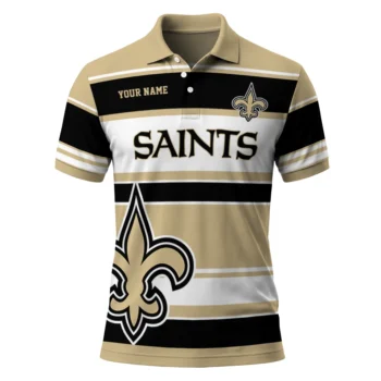 New Orleans Saints Polo Shirt Personalized Horizontal Blocks Gold Best Selling