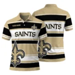 New Orleans Saints Polo Shirt Personalized Horizontal Blocks Gold Best Selling