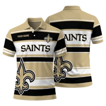 New Orleans Saints Polo Shirt Personalized Horizontal Blocks Gold Fashion Forward