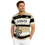 New Orleans Saints Polo Shirt Personalized Horizontal Blocks Gold Best Selling