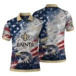New Orleans Saints Polo Shirt Personalized Star Brushstrokes Gold Blue Best Selling