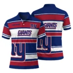 New York Giants Polo Shirt Custom Horizontal Blocks Blue Best Selling