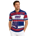 New York Giants Polo Shirt Custom Horizontal Blocks Blue Best Selling
