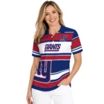 New York Giants Polo Shirt Custom Horizontal Blocks Blue Best Selling