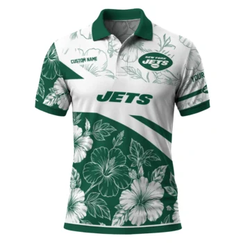 New York Jets Polo Shirt Custom Floral Angles Green White Best Selling