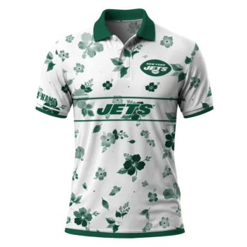 New York Jets Polo Shirt Custom Floral Pinstripe Green White Best Selling