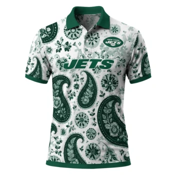 New York Jets Polo Shirt Customized Paisley Florals Green White Best Selling