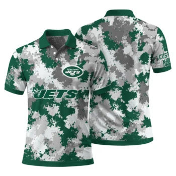 New York Jets Polo Shirt Personalized Pixel Camo Green Fashion Forward