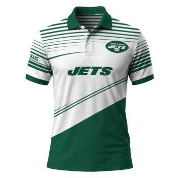 New York Jets Polo Shirt Personalized Slanted Stripes Green White Best Selling