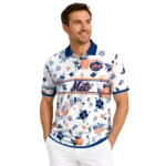 New York Mets Polo Shirt Customized Floral Pinstripe Blue White Best Selling
