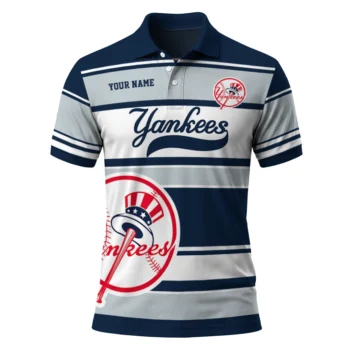 New York Yankees Polo Shirt Personalized Horizontal Blocks Navy Best Selling