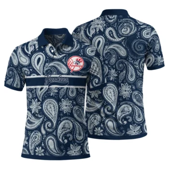 New York Yankees Polo Shirt Personalized Paisley Band Navy Fashion Forward
