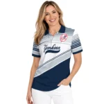 New York Yankees Polo Shirt Personalized Slanted Stripes Navy White Best Selling