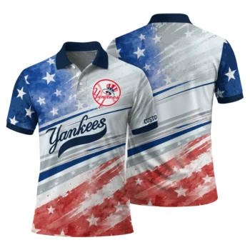 New York Yankees Polo Shirt Personalized Star Stripes Red Blue Fashion Forward