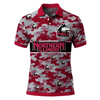 Northern Illinois Huskies Polo Shirt Custom Camo Band Red Best Selling