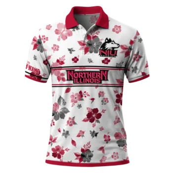 Northern Illinois Huskies Polo Shirt Custom Floral Pinstripe Red White Best Selling