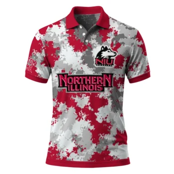 Northern Illinois Huskies Polo Shirt Custom Pixel Camo Red Best Selling