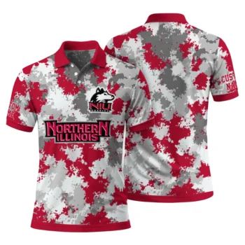 Northern Illinois Huskies Polo Shirt Custom Pixel Camo Red Fashion Forward