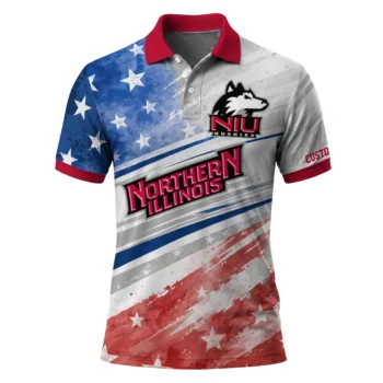 Northern Illinois Huskies Polo Shirt Custom Star Stripes Red Blue Best Selling