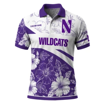 Northwestern Wildcats Polo Shirt Customized Floral Angles Purple White Best Selling