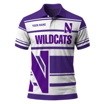 Northwestern Wildcats Polo Shirt Customized Horizontal Blocks Purple Best Selling