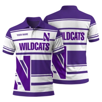 Northwestern Wildcats Polo Shirt Customized Horizontal Blocks Purple Fashion Forward