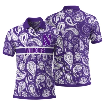 Northwestern Wildcats Polo Shirt Customized Paisley Band Purple Fashion Forward