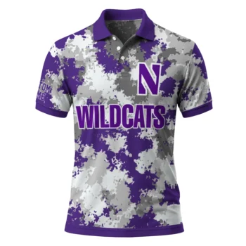 Northwestern Wildcats Polo Shirt Customized Pixel Camo Purple Best Selling