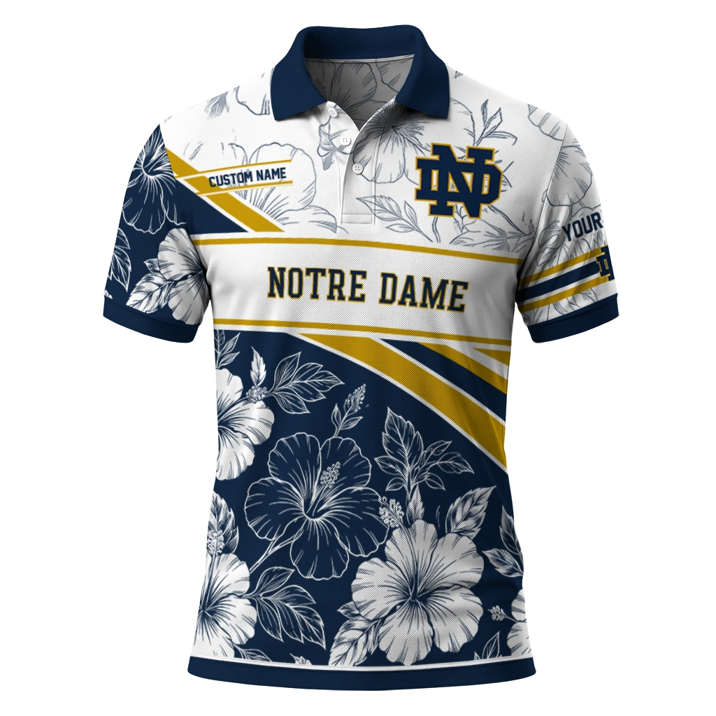 Notre Dame Fighting Irish Polo Shirt Personalized Floral Angles Navy White Best Selling Notre Dame Fighting Irish Polo Shirt Personalized Floral Angles Navy White Best Selling