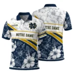 Notre Dame Fighting Irish Polo Shirt Personalized Floral Angles Navy White Best Selling