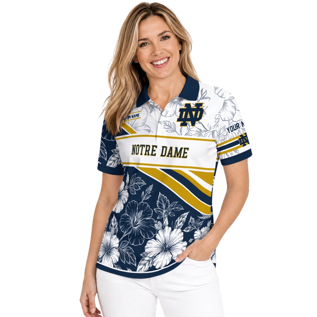 Notre Dame Fighting Irish Polo Shirt Personalized Floral Angles Navy White Latest Model Notre Dame Fighting Irish Polo Shirt Personalized Floral Angles Navy White Latest Model