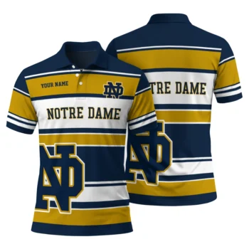 Notre Dame Fighting Irish Polo Shirt Personalized Horizontal Blocks Navy Fashion Forward