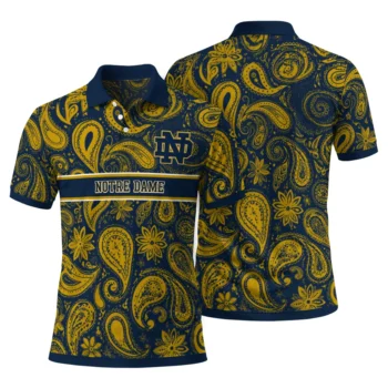 Notre Dame Fighting Irish Polo Shirt Personalized Paisley Band Navy Fashion Forward