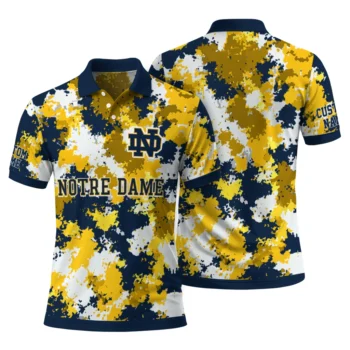Notre Dame Fighting Irish Polo Shirt Personalized Pixel Camo Navy Fashion Forward